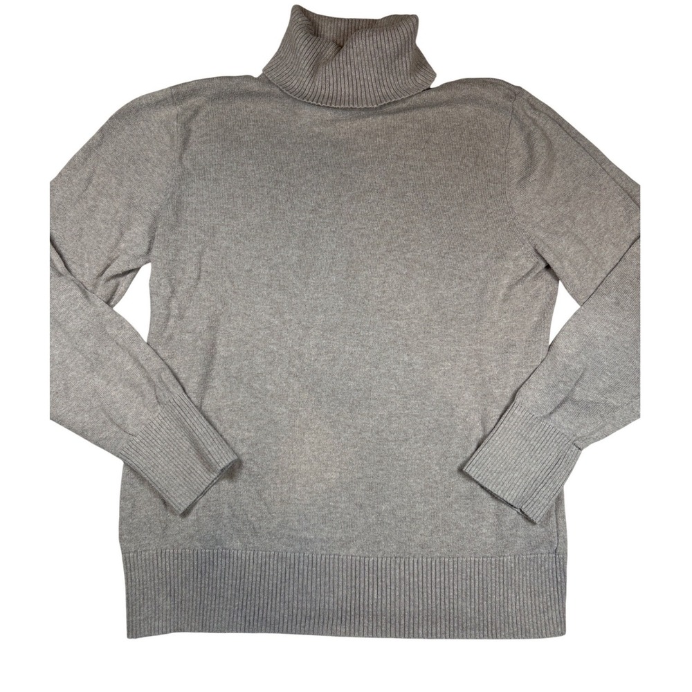 LL Bean Womens M Petite Taupe Cotton Cashmere‎ Turtleneck Sweater 298273